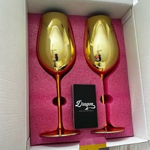 Golden Barbie x Dragon tall wine glasses